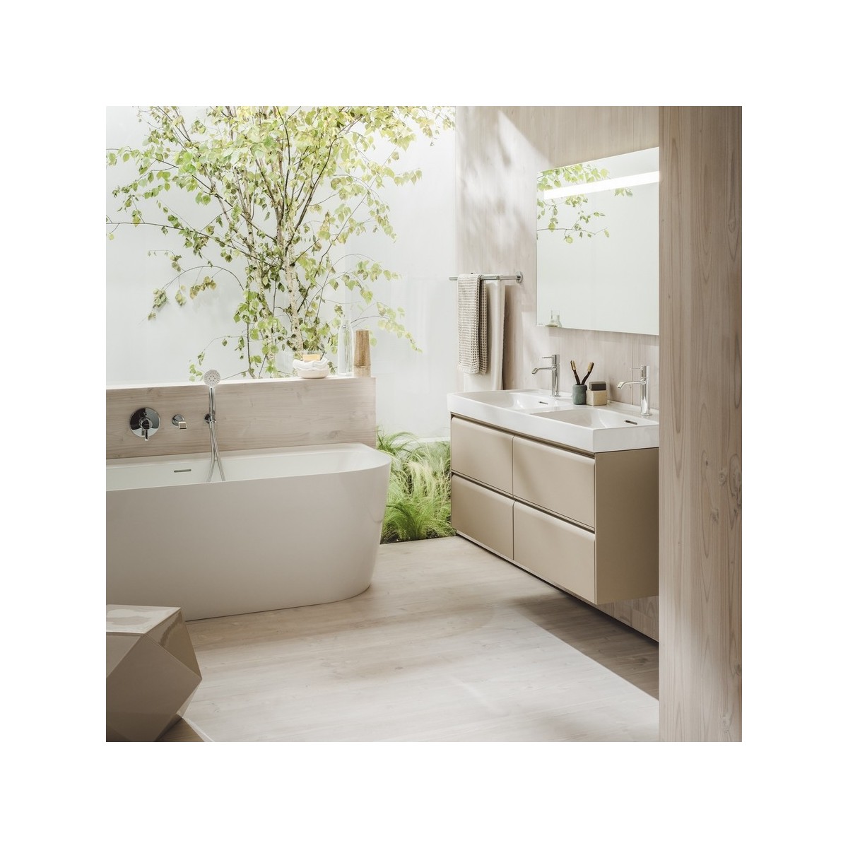 Meda lavabo double mural ou à poser sur meuble blanc 1300x460x80 mm - LAUFEN H8141120001041 