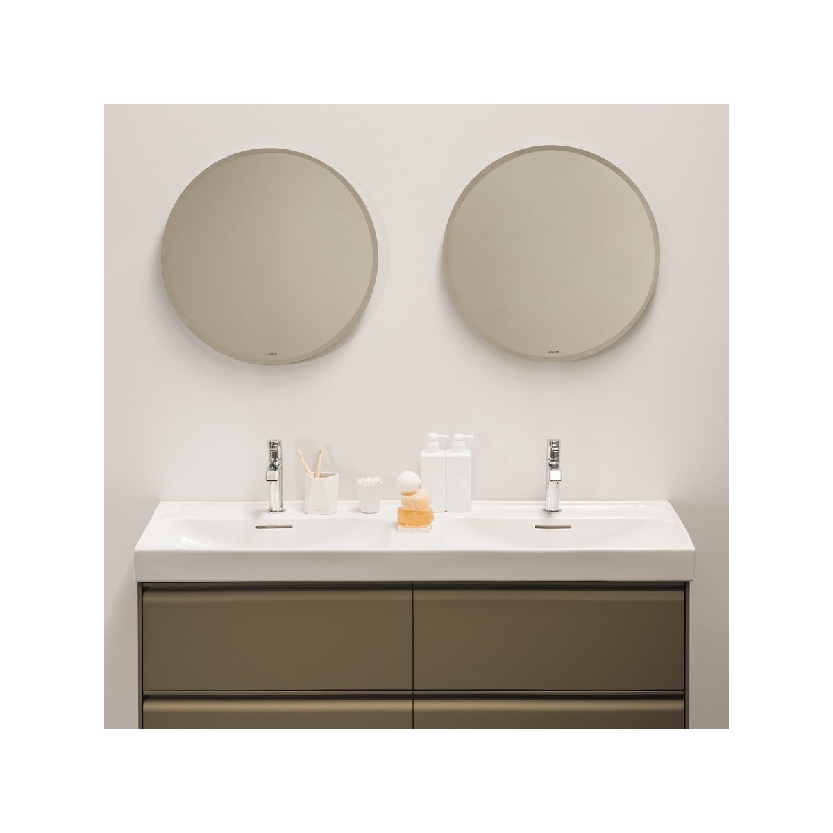 Meda lavabo double mural ou à poser sur meuble blanc lcc 1300x460x80 mm - LAUFEN H8141124001041 