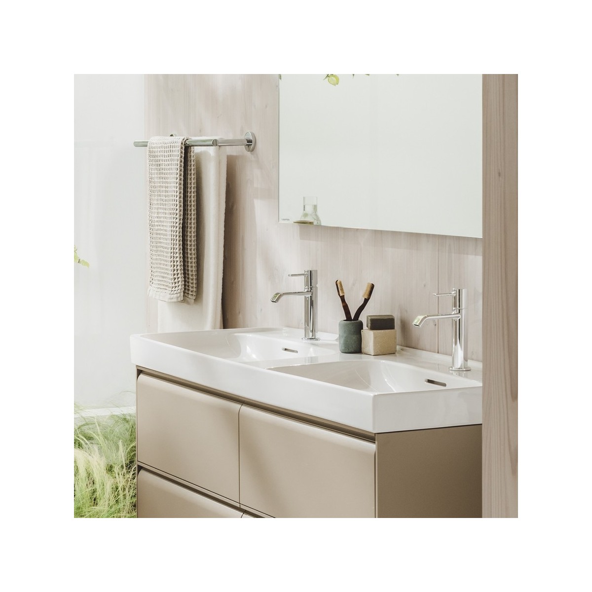 Meda lavabo double mural ou à poser sur meuble graphite mat 1300x460x80 mm - LAUFEN H8141127581041 