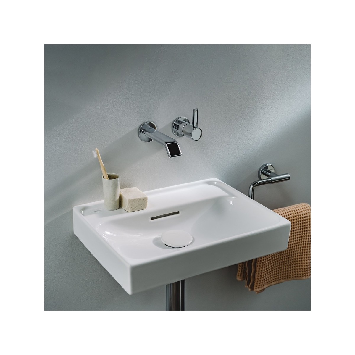 Meda lave-mains mural ou à poser sur meuble blanc lcc 450x350x80 mm - LAUFEN H8151114001091 