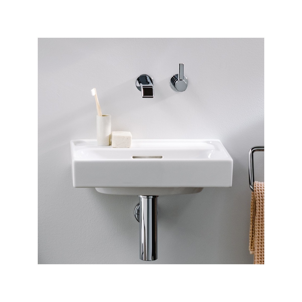 Meda lave-mains mural ou à poser sur meuble noir mat 450x350x80 mm - LAUFEN H8151117161091 