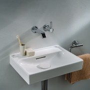 Meda lave-mains mural ou à poser sur meuble blanc mat 450x350x80 mm - LAUFEN H8151117571091 