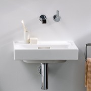 Meda lave-mains mural ou à poser sur meuble blanc mat 450x350x80 mm - LAUFEN H8151117571091 