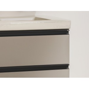 The gap unik 2 tiroirs lavabo mural 800 mm gris moyen mat/poignées noires - ROCA A851964547 