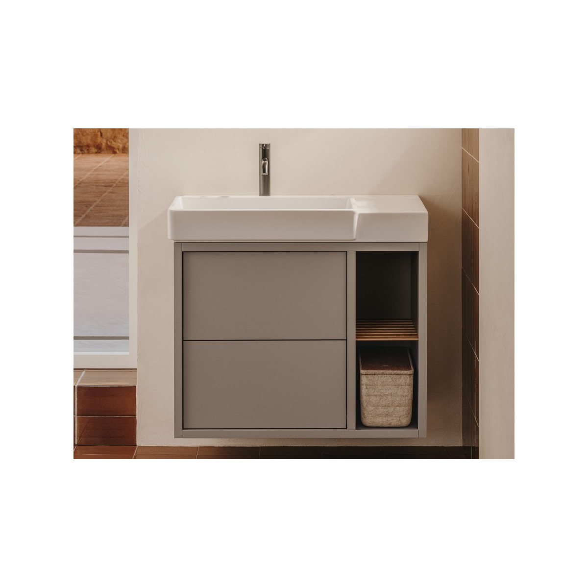 Tura unik 2t 2 niches lat lavabo asymétrique g 800 gris clair mat - ROCA A852028559 