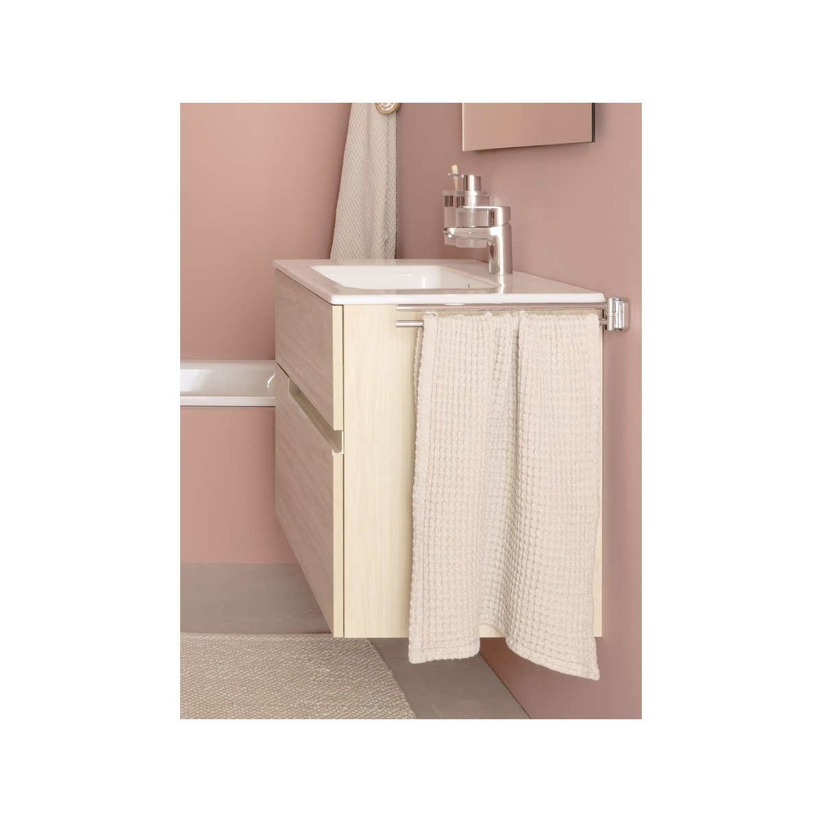 Victoria-n pack (meuble+lavabo+miroir+applique) 2 tiroirs 1000 mm noyer - ROCA A852108517 
