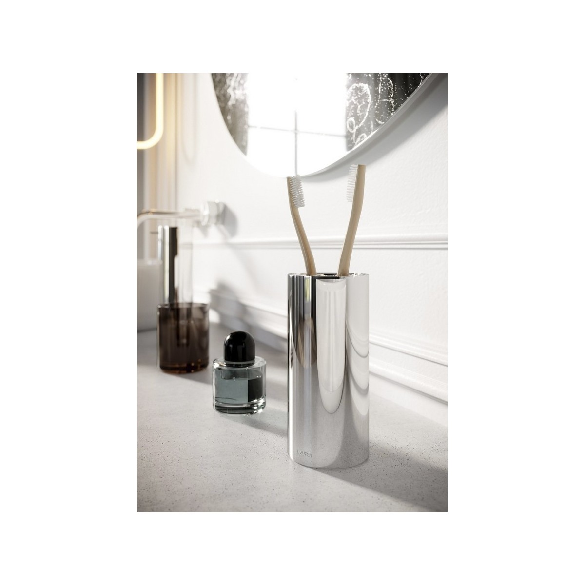 Hali porte-brosse à dent à poser chromé chromé 71x71x156 mm - LAUFEN H3821700040001 