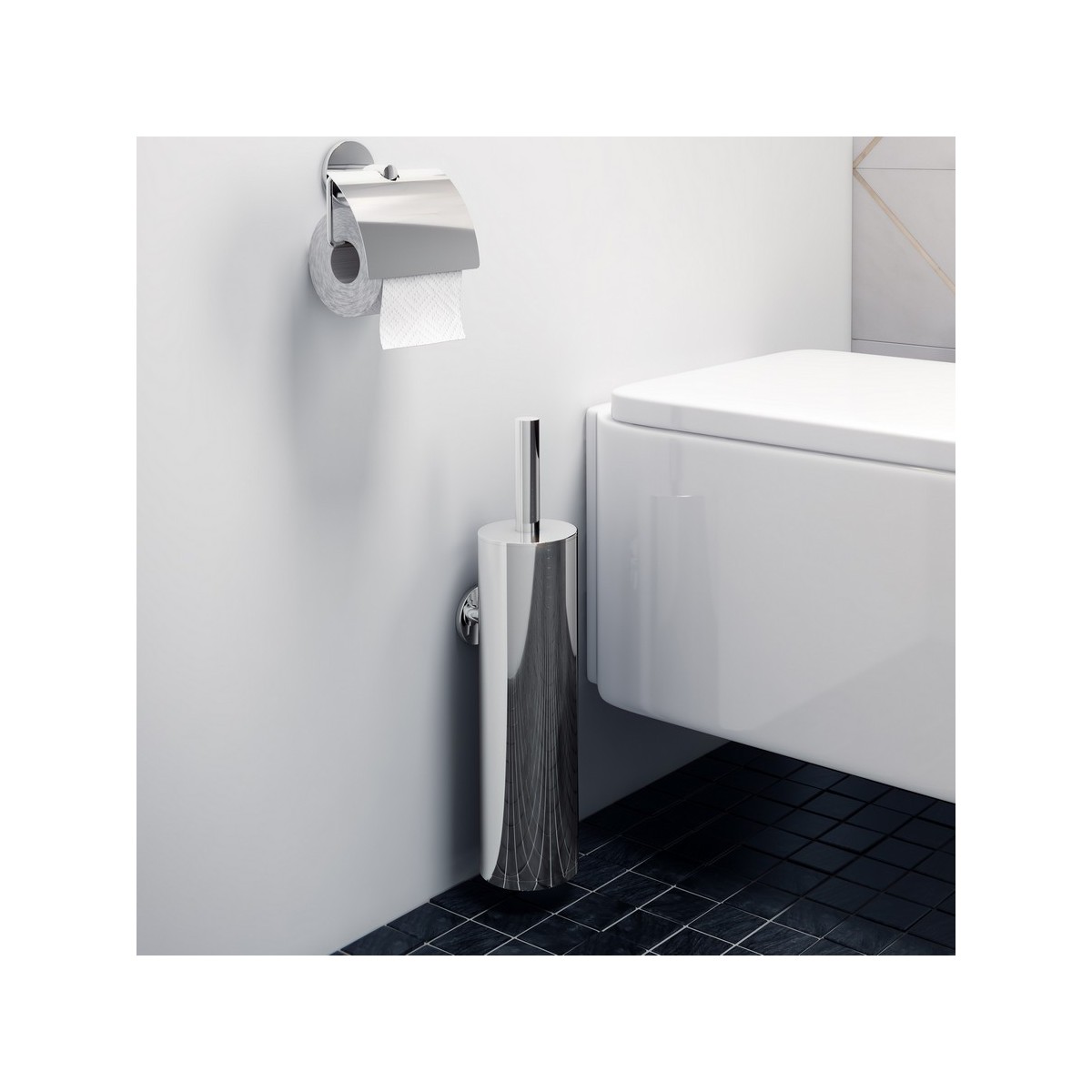 Cana porte-balayette à coller chromé chromé 90x110x415 mm - LAUFEN H3841310040011 