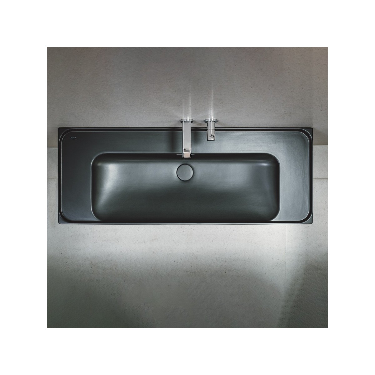 Meda lavabo mural ou à poser sur meuble noir mat 1200x460x80 mm - LAUFEN H8141117161091 