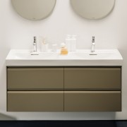 Meda lavabo double mural ou à poser sur meuble blanc 1300x460x80 mm - LAUFEN H8141120001111 