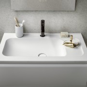 Meda lavabo slim en marbond à poser sur meuble blc mat 780x450x132 - LAUFEN H8141177571111 