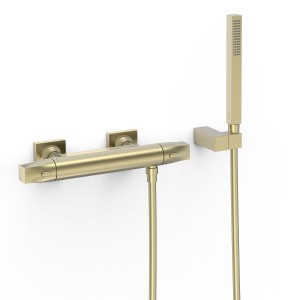 Robinet thermostatique mural pour douche Over-wall Cava doré  - TRES 19016459CA 