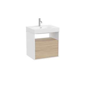 Meridian meuble 2 tiroirs et 1 niche blanc mat et aulne 600 mm - ROCA A858106607 