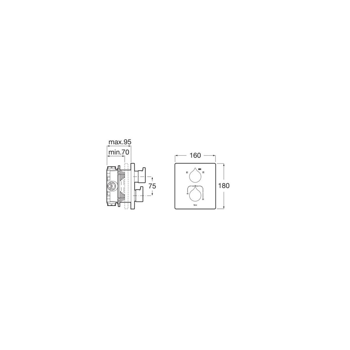 Insignia mitigeur Bd Encas 2 Voies Pour Rbox Titanium Black - ROCA A5A0C3ACN0 