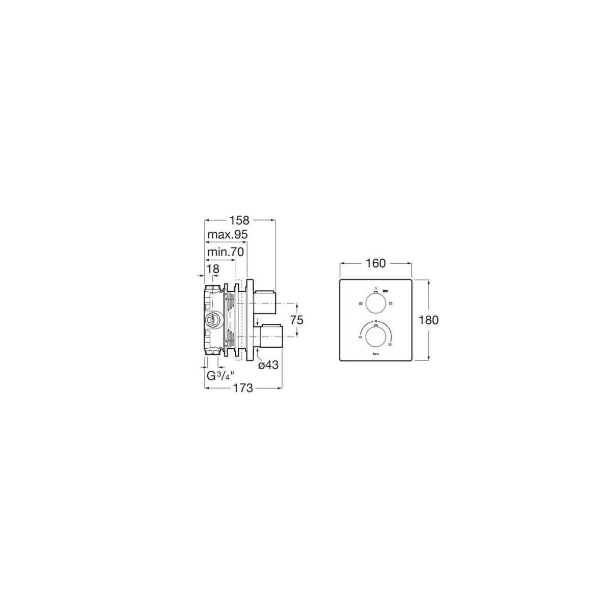 T-2000 Mit. Thermostatique A Encastrer 2 Voies - A5A0C88C00 ROCA 