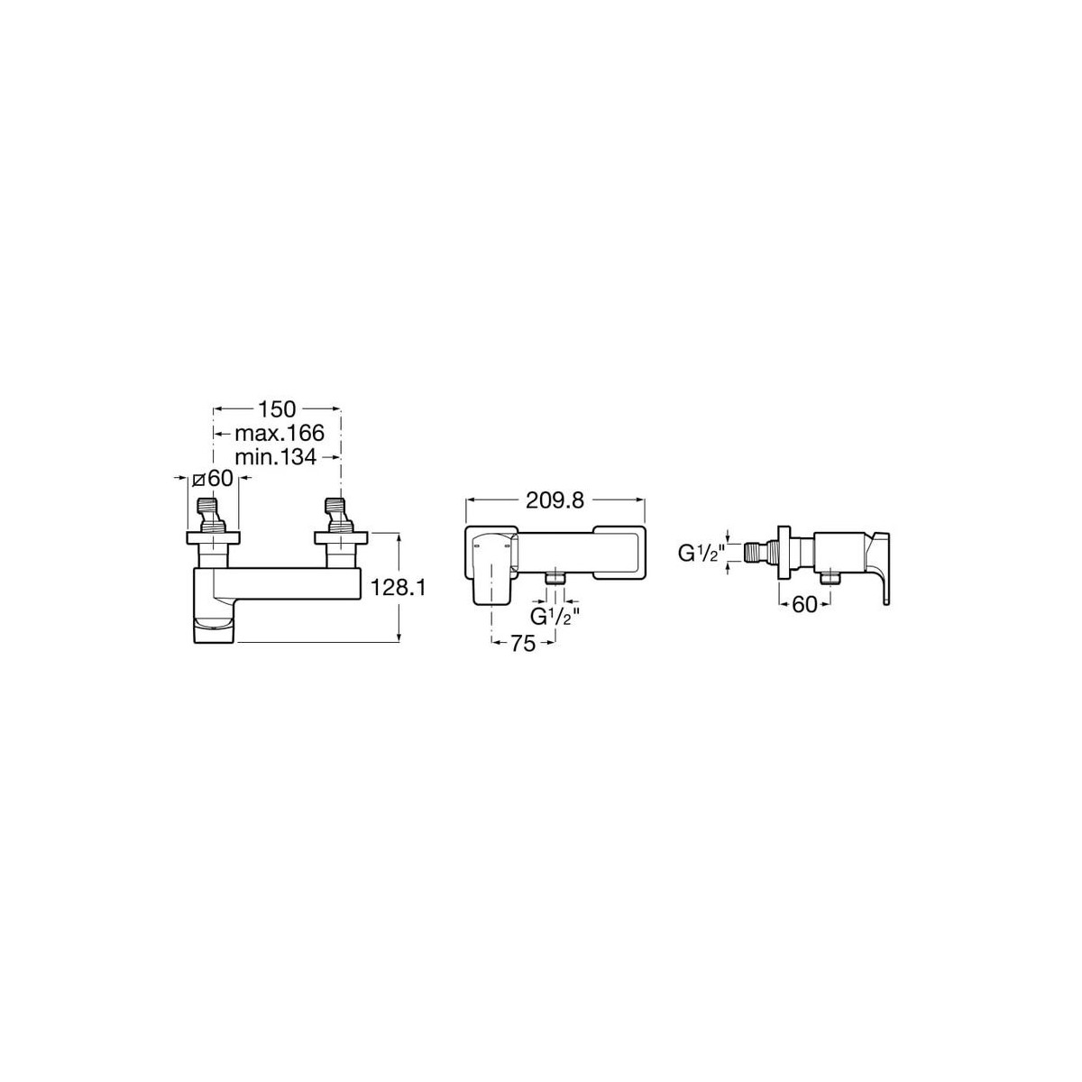 L90 Mit. Douche Mural Sans Access - A5A2D01C00 ROCA 