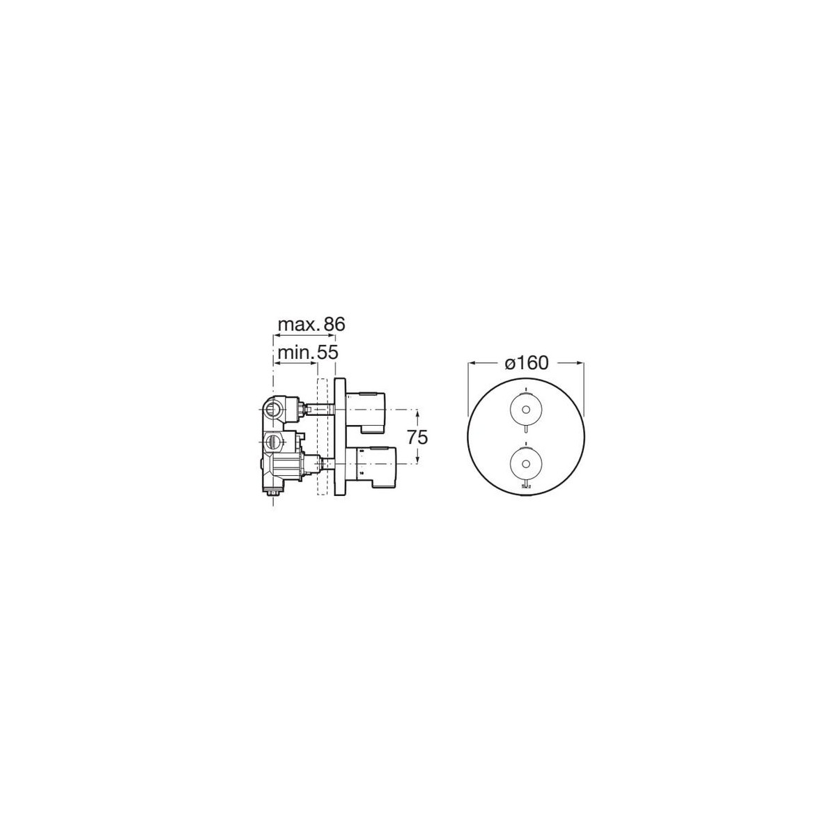 T-500 Melangeur Thermostatique Bd A Encastrer 2V-Roca A5A2K18C00 