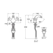 Mélangeur bidet avec vidage clic-clac CARMEN - ROCA A5A6A4BC00 