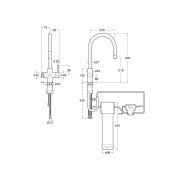 Aquafy mitigeur évier à bec tube à double sortie acier inox - ROCA A5A8D3GSM0 