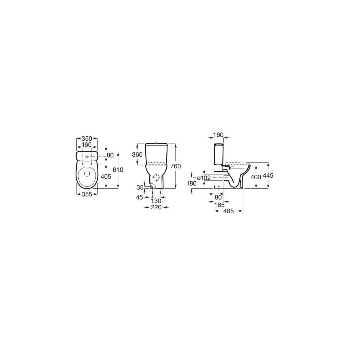 Victoria réservoir avec alim latérale équipé d'un mécanisme 3/6 litres NF - ROCA A341V04000 