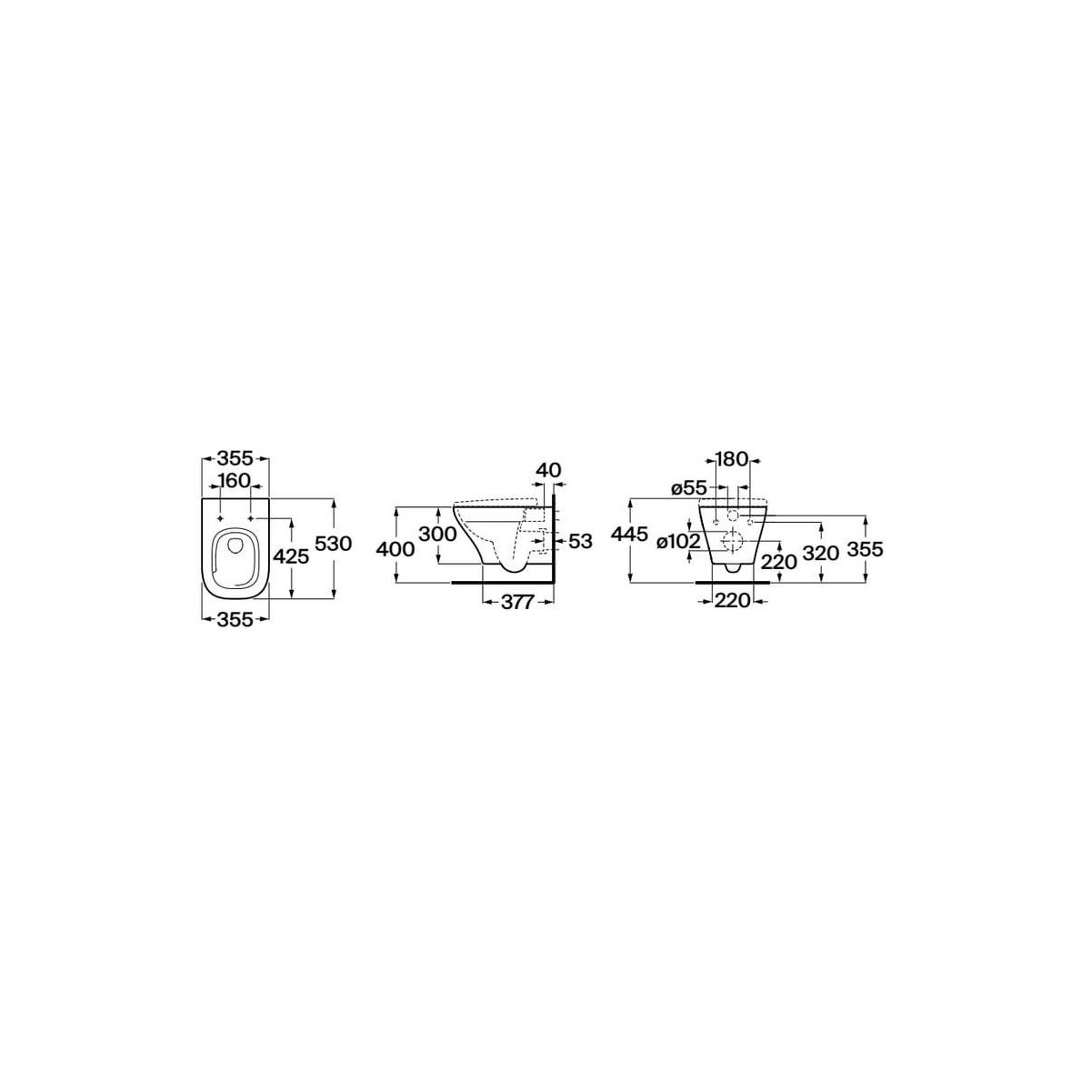Optica pack WC susp ss bride Vortex fix cachées ab frein de chute déclipsable - ROCA A34HD11000 