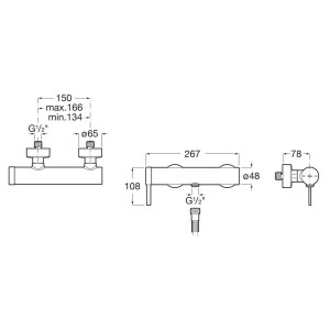 Ona mitigeur douche mural avec raccords pvd or brossé - ROCA A5A219EVA0 