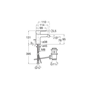 Cala Mitigeur Bidet Vidage Auto-Roca A5A606Ec00 