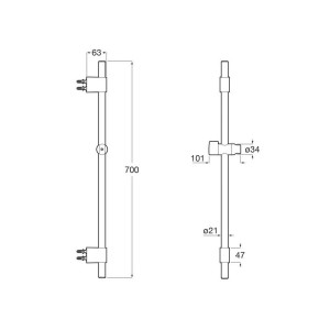 Sensum barre de 700 mm avec support de douchette coulissant chromé - ROCA A5B0709C00 