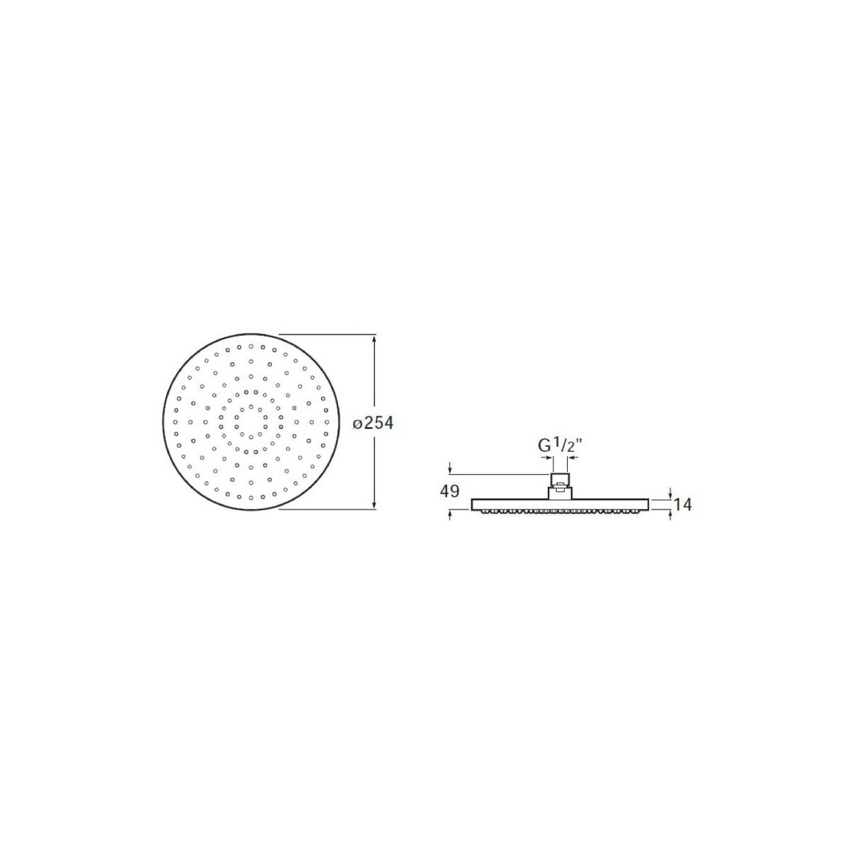 Rainsense Pomme Douche Ronde 250Mm Abs - ROCA A5B2250C00 