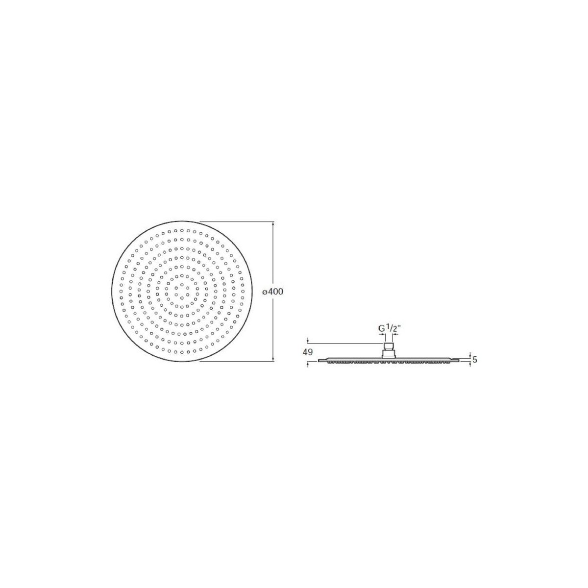 Raindream Pomme Douche Ronde 400Mm Metal - ROCA A5B2650C00 