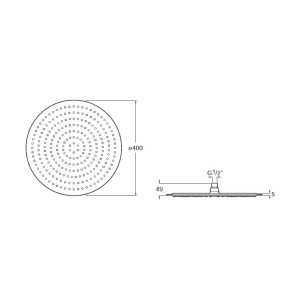 Raindream Pomme Douche Ronde 400Mm Metal - ROCA A5B2650C00 
