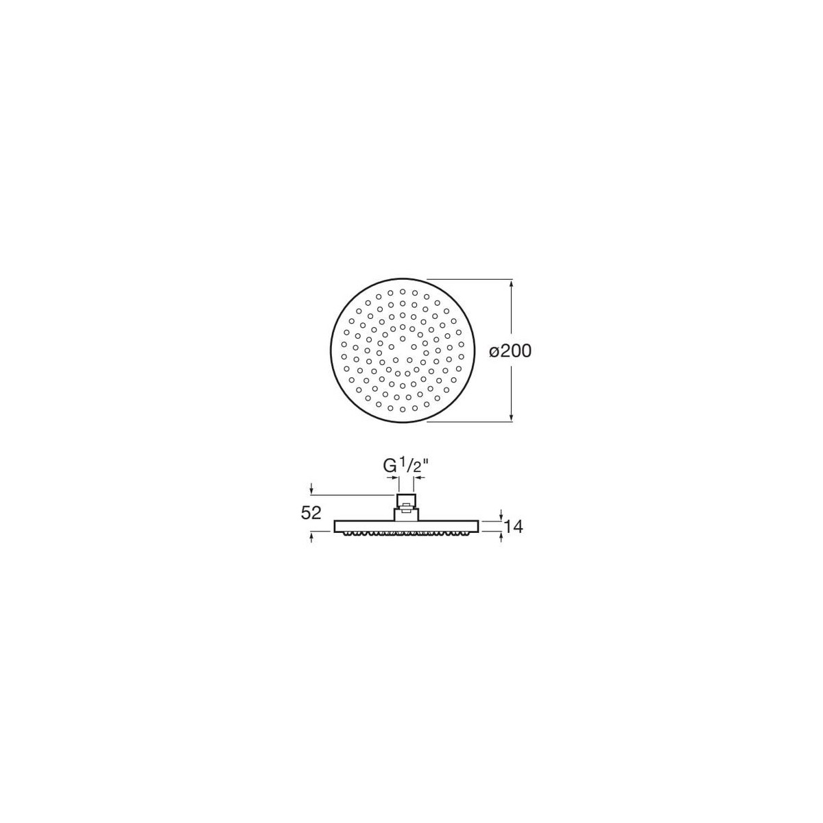 Rainsense Pomme Douche Ronde 200Mm Metal - ROCA A5B2950C00 
