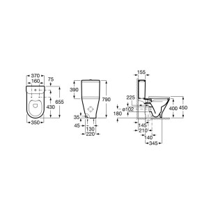 The gap round réservoir avec alimentation latérale avec mécanisme 3/4,5l - ROCA A3410N1000 