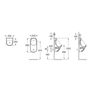 Proton Urinoir Suspendu Alim Arriere Rimless - ROCA A3590J3000 