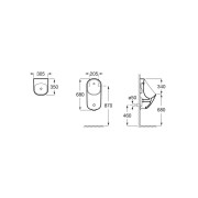 Proton Urinoir Alim Arriere Electronique Rimless Secteur - ROCA A3590J5000 