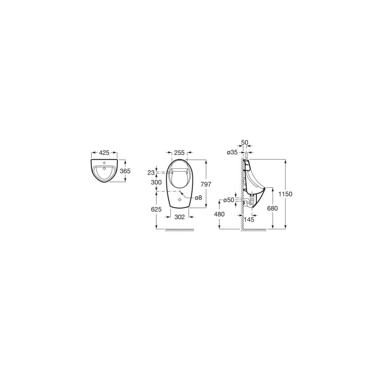 Euret Urinoir Amimentation Exterieure Blanc - ROCA A35945H000 