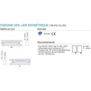 Sèche-serviette ACOVA - FASSANE SPA  + AIR Asymétrique à droite eau chaude