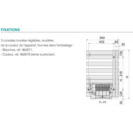 Sèche-serviette ACOVA - FASSANE SPA  + AIR Asymétrique à gauche eau chaude 1429W (429W + 1000W) FL081-055IFS
