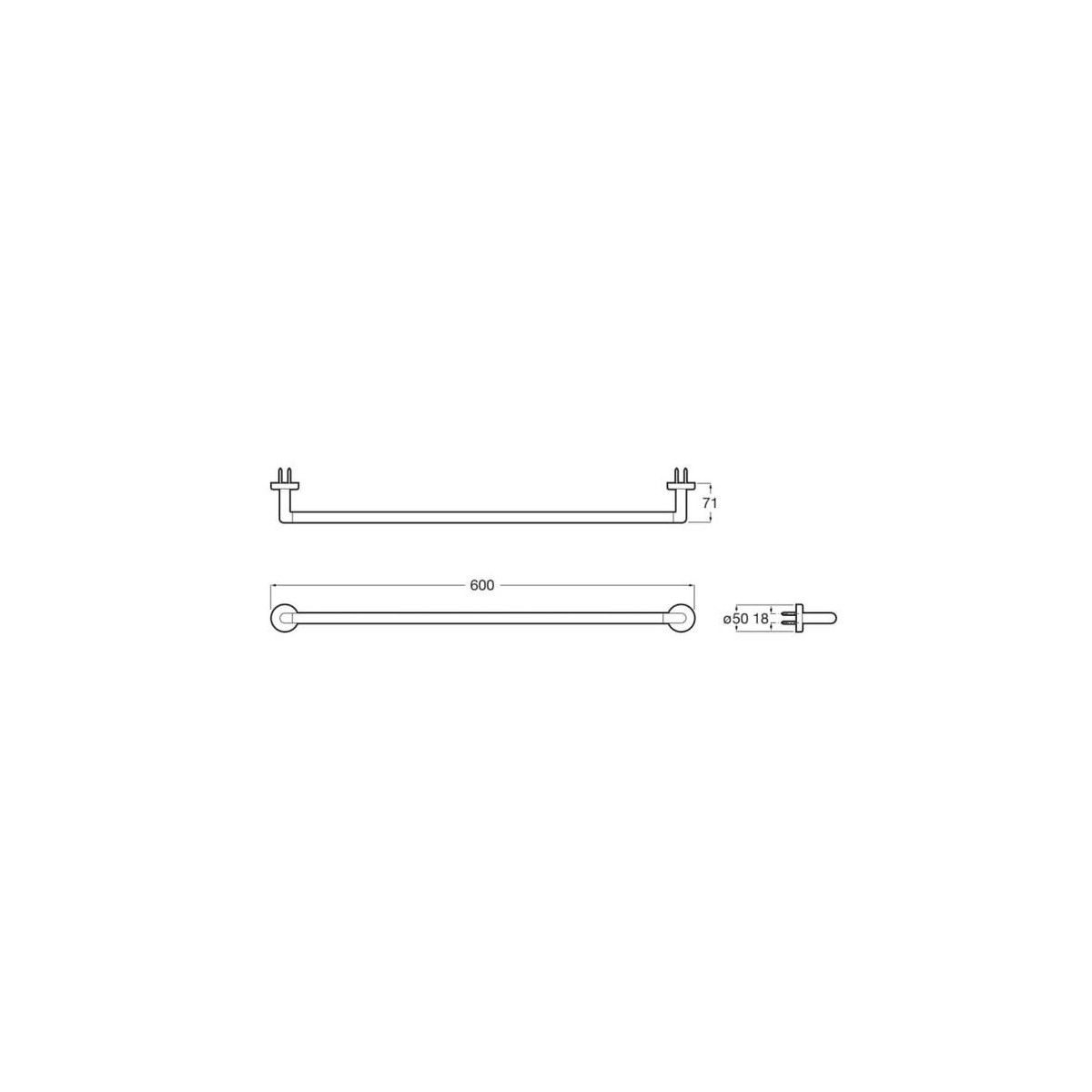 Compas Porte-Serviettes Barre 600 Mm Chromé - ROCA A817679C00 