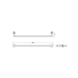 Compas Porte-Serviettes Barre 600 Mm Chromé - ROCA A817679C00 