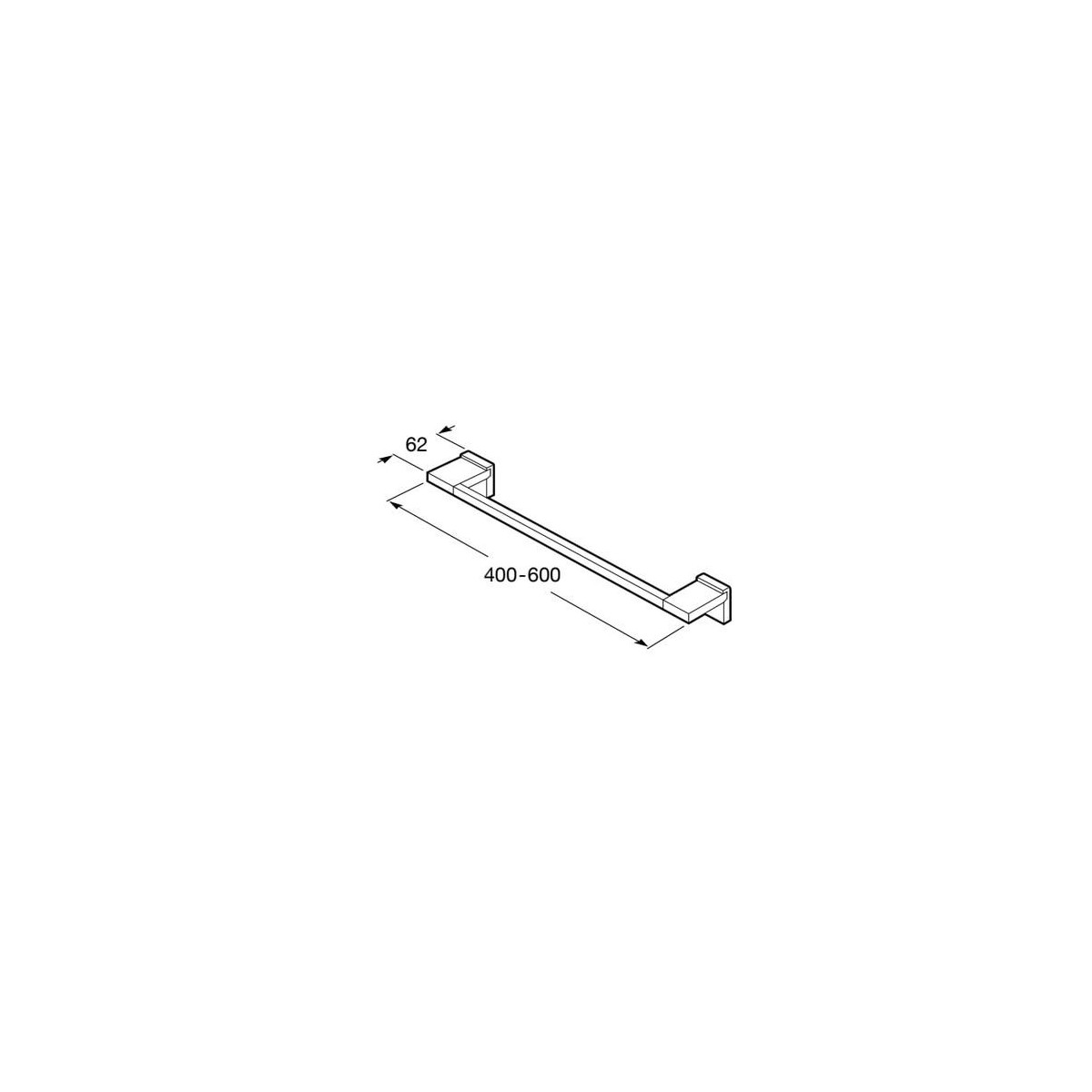 Rubik Porte-Serviettes Barre 600 Noir Mat - ROCA A816845024 