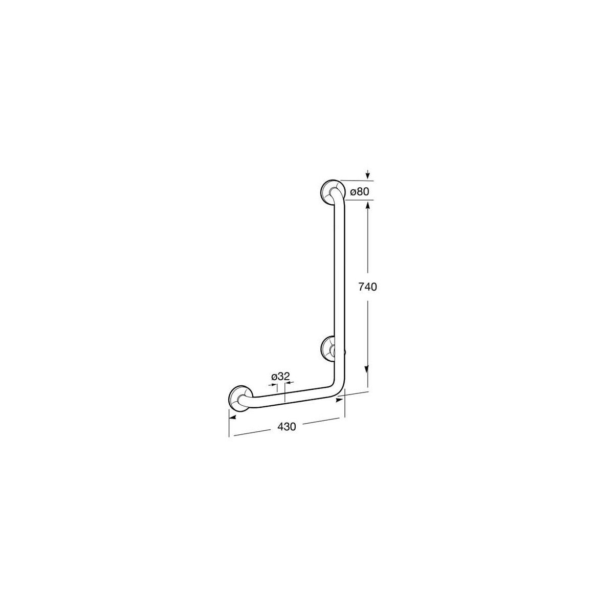 Access Confort Poignee Angle 90 Acier Epoxy Gauche - ROCA A816907009 