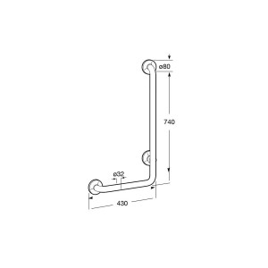 Access Confort Poignee Angle 90 Acier Epoxy Gauche - ROCA A816907009 