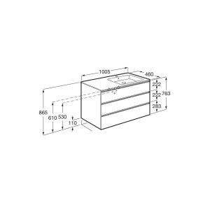 The gap unik meuble 3 tiroirs + lavabo slim droite 1000mm city oak - ROCA A851492402 
