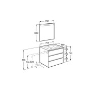 The Gap Pack 3 Tiroirs (Unik+Miroir) 700Mm Noyer/Poignées Noires - ROCA A851518517 