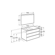 The Gap Pack 3T Lavabo À Gauche (Unik+Miroir) 1000Mm Noyer/Poignées Noires - ROCA A851522517 