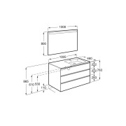 The Gap Pack 3T Lavabo À Droite (Unik+Miroir) 1000Mm Bleu Mat/ Poignées Noires - ROCA A851523548 