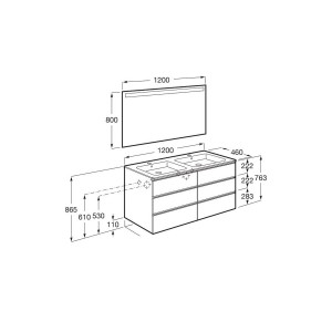 The Gap Pack 3T 1200Mm (Unik+Miroir) Frêne Nordic - ROCA A851524434 