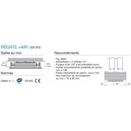 Sèche-serviette soufflant ACOVA - REGATE + AIR eau chaude 1781W (781W+100W) SX167-050IFS