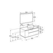 The Gap Pack Pour Vasque À Poser À Droite 900Mm Gris Moyen Mat/Poignées Noires - ROCA A851533547 
